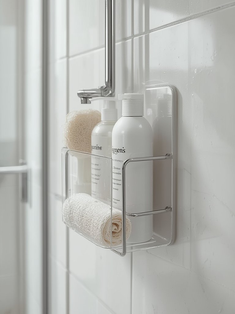 shower caddy in action