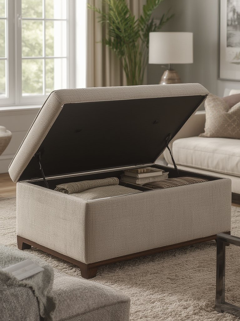 storage ottoman in action