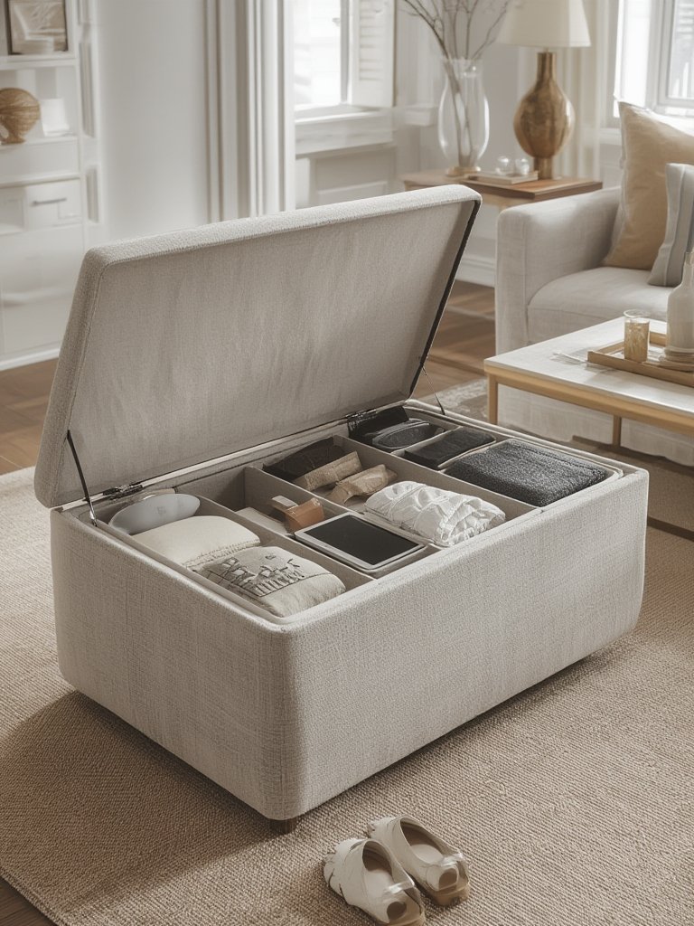 storage ottoman in action