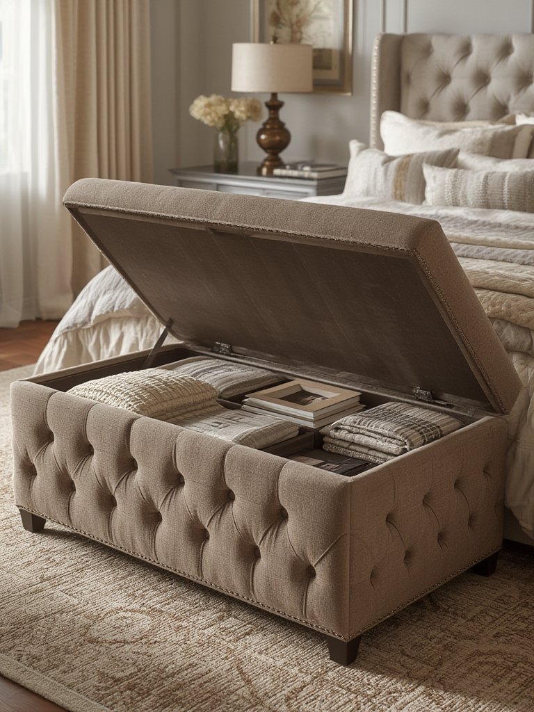 storage ottoman in action