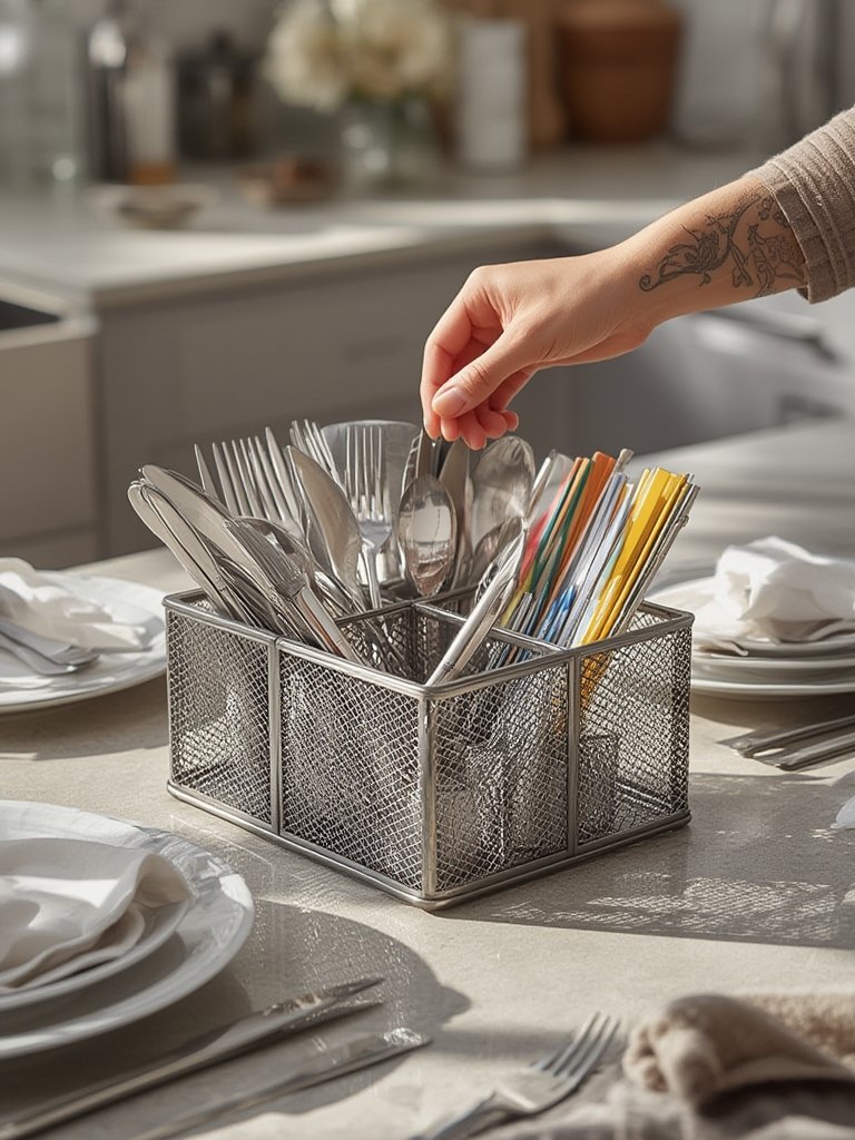 utensil holder in action