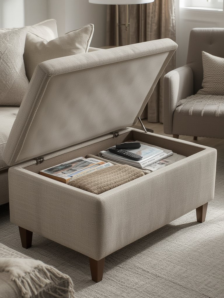 storage ottoman in action