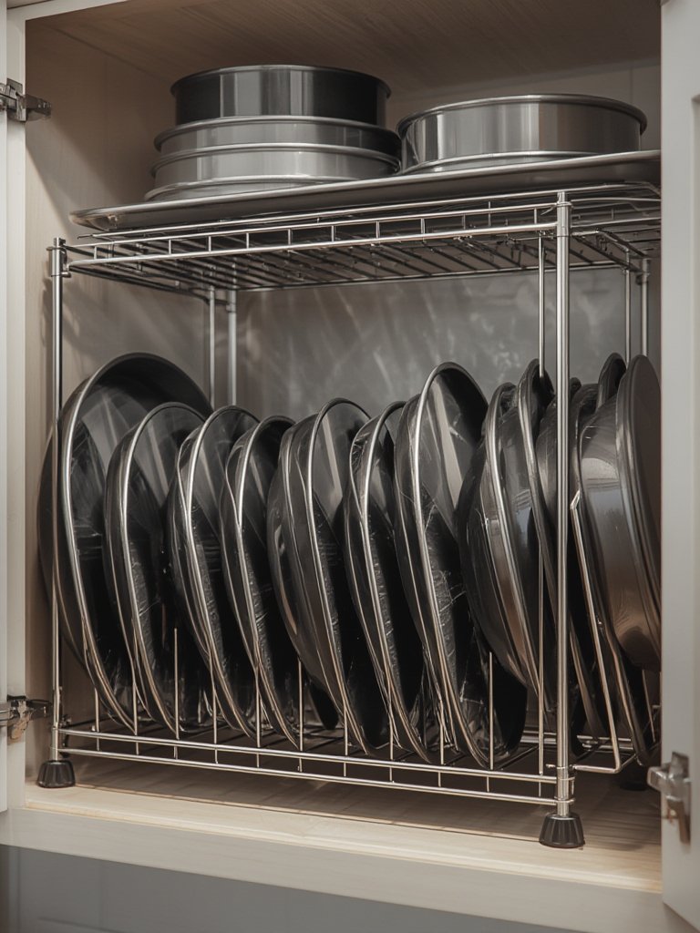 bakeware organizer in action