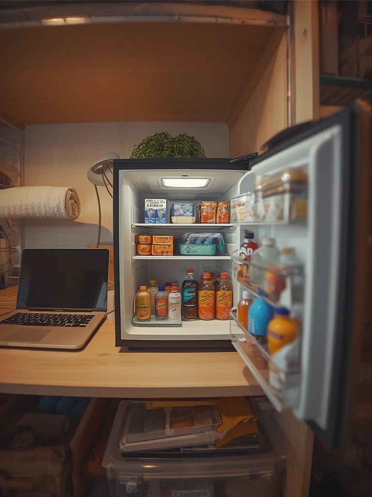 mini fridge in action